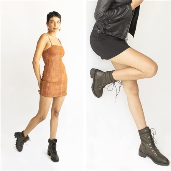 Women's Casual Rugged Burnished Fur-Lined Quilted Soft Leather Ankle Boots - Picture 6 of 6